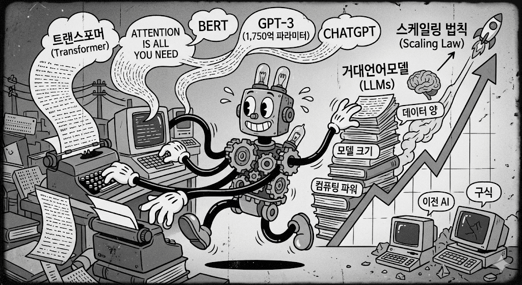LLM의 시대: 트랜스포머와 스케일링 법칙 (2017-현재)